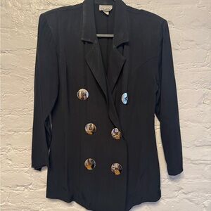 Vintage Black Double-Breasted Women's Jacket